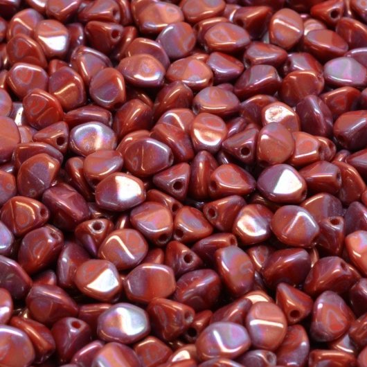 50 x pinch beads in Opaque Red Nebula