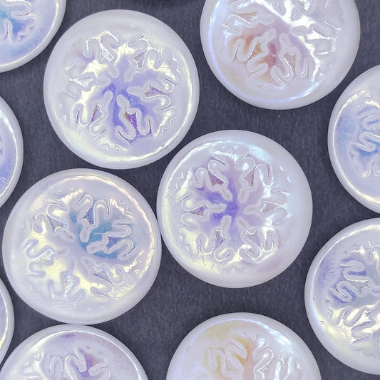 21mm cabochon in Alabaster AB with Snowflake