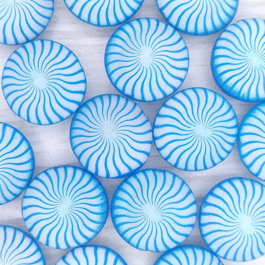 5 x 17mm lentil beads in Neon Electric Blue with Urchin