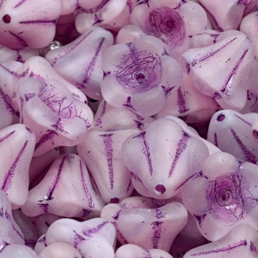 5 x Bell Flowers in Matt Pink with Raspberry (11x13mm)