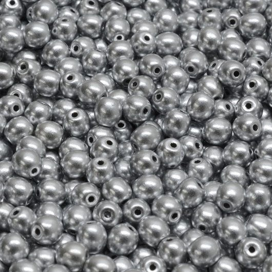 50 x 4mm round beads in Aluminium Silver