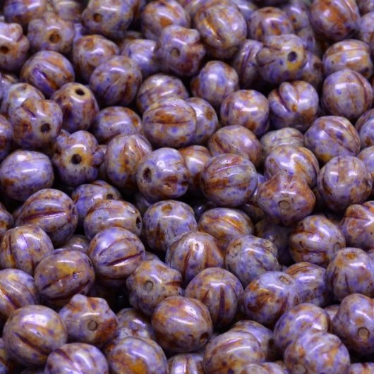 25 x 6mm melon beads in Opaque Violet Picasso