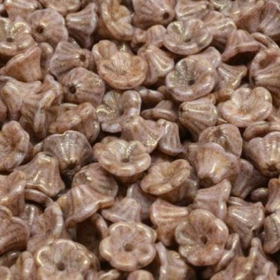 25 x flower cups in Alabaster Travertin/Gold Lustre (7x5mm)