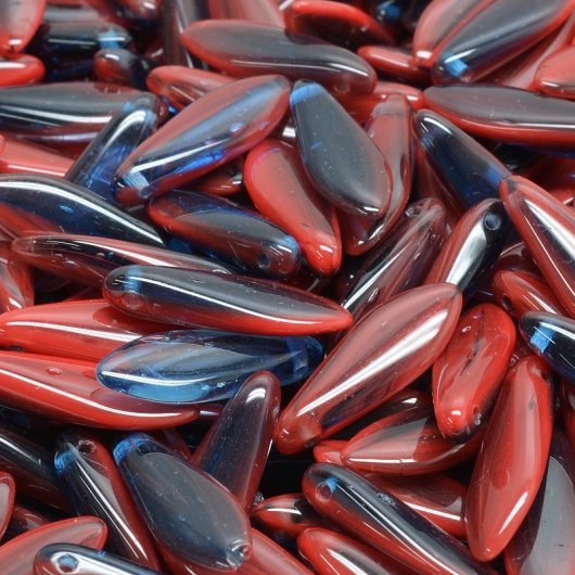 15 x daggers in Coral Red/Cobalt (5x16mm)