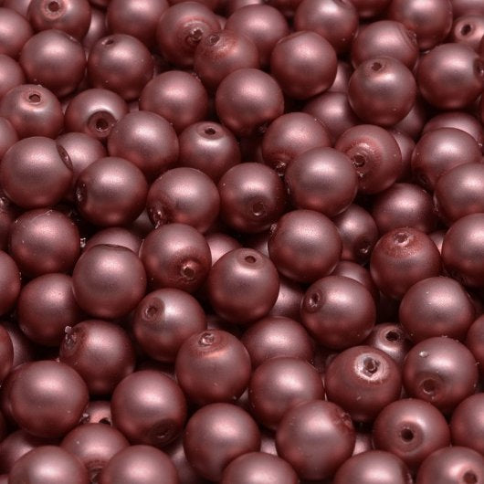 25 x 6mm pearls in Matt Coral