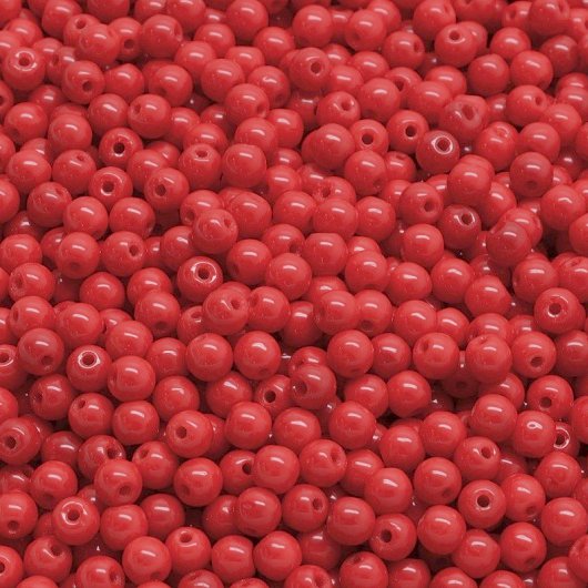 50 x 3mm round beads in Coral Red