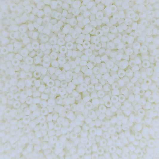 2021 - 10g Size 11/0 Miyuki seed beads in Matt Opaque Cream