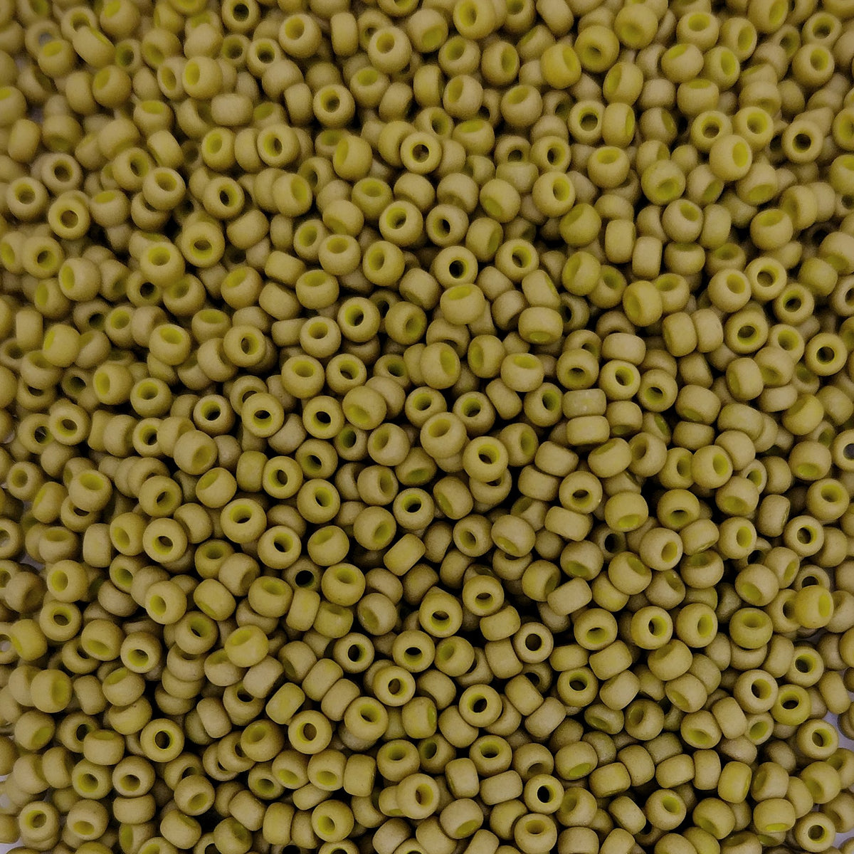 2032 - 10g Size 11/0 Miyuki seed beads in Matt Opaque Golden Olive Lustre