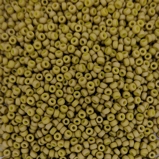 2032 - 10g Size 11/0 Miyuki seed beads in Matt Opaque Golden Olive Lustre