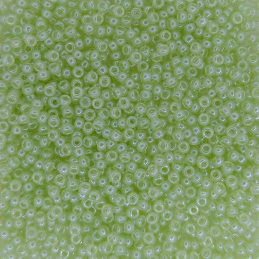 0371 - 10g Size 11/0 Miyuki seed beads in Pale Moss Green Lustre - discontinued