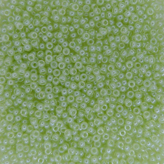 0371 - 50g Size 11/0 Miyuki seed beads in Pale Moss Green Lustre - discontinued