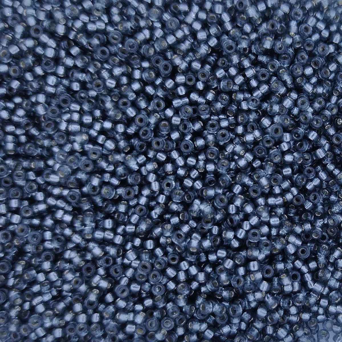 4275 - 25g Size 15/0 Miyuki seed beads in Duracoat Silver lined Light Blue Steel