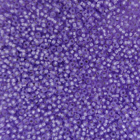 0574 - 25g Size 15/0 Miyuki seed beads in Lilac Silver lined Alabaster