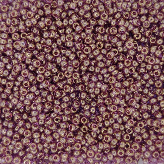 2448 - 10g Size 11/0 Miyuki seed beads in Transparent Plum Gold Lustre