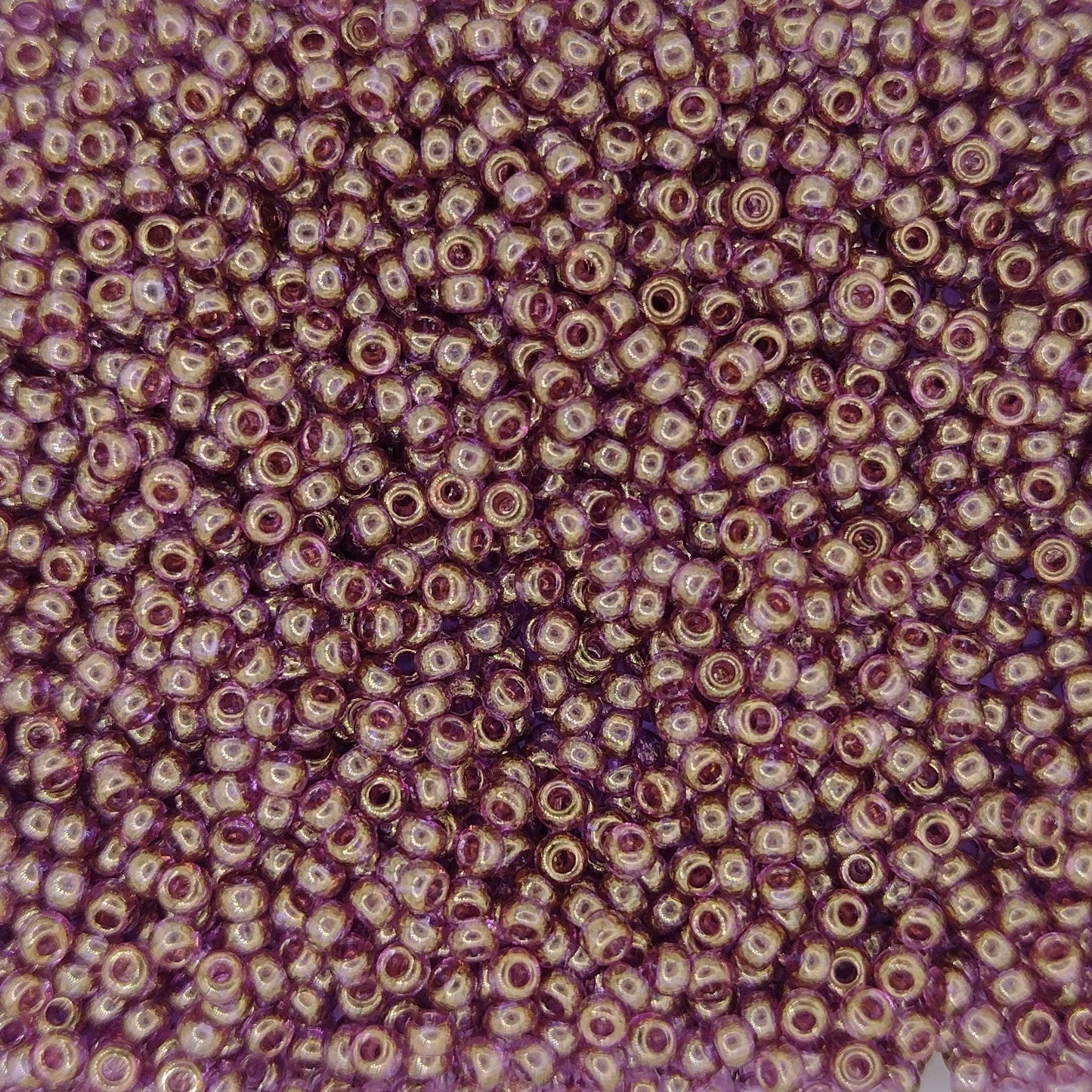 2448 - 50g Size 11/0 Miyuki seed beads in Transparent Plum Gold Lustre