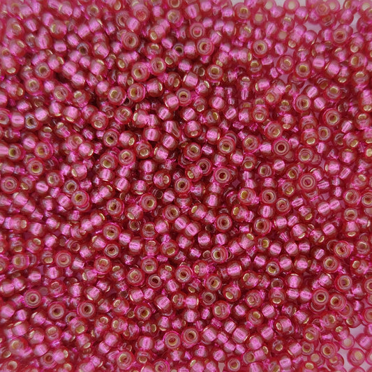 4268 - 10g Size 11/0 Miyuki seed beads in Duracoat SIlver lined Raspberry
