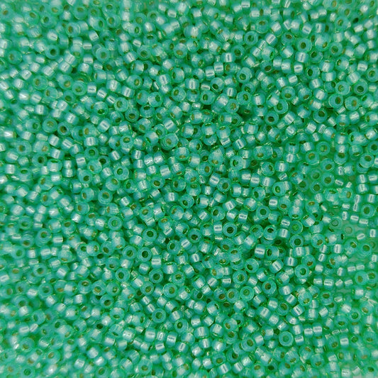 4240 - 25g Size 15/0 Miyuki seed beads in Duracoat Silver lined Mint Green