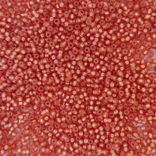 4244 - 25g Size 15/0 Miyuki seed beads in Duracoat Silver lined Persimmon