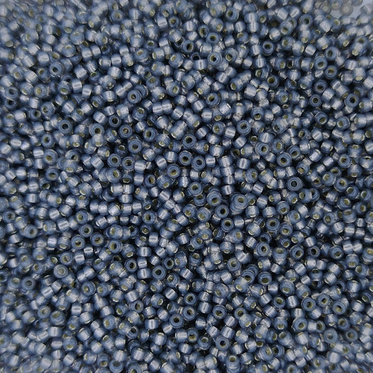 4251 - 25g Size 15/0 Miyuki seed beads in Duracoat Silver lined Smoke Grey