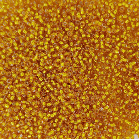 4261 - 5g Size 15/0 Miyuki seed beads in Duracoat Silver lined Amber Gold