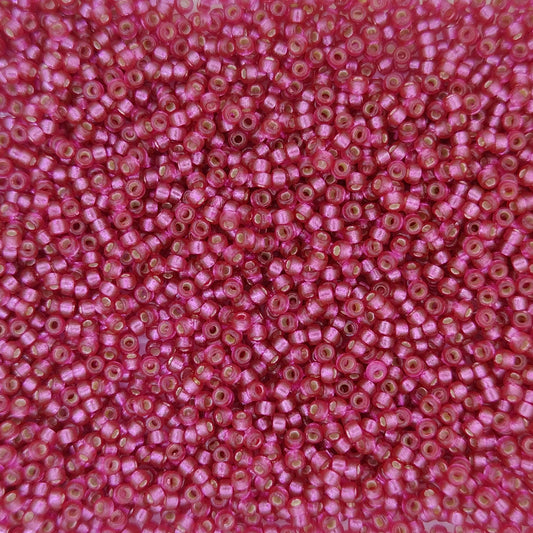 4268 - 25g Size 15/0 Miyuki seed beads in Duracoat Silver lined Raspberry