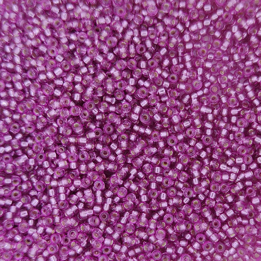 4269 - 25g Size 15/0 Miyuki seed beads in Duracoat Silver lined Hot Pink