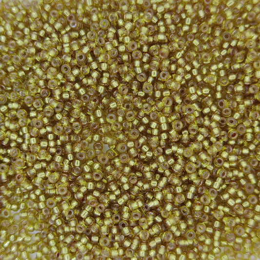 4272 - 25g Size 15/0 Miyuki seed beads in Duracoat Silver lined Lime