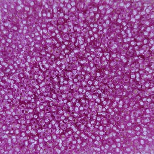 4277 - 25g Size 15/0 Miyuki seed beads in Duracoat Silver lined Orchid