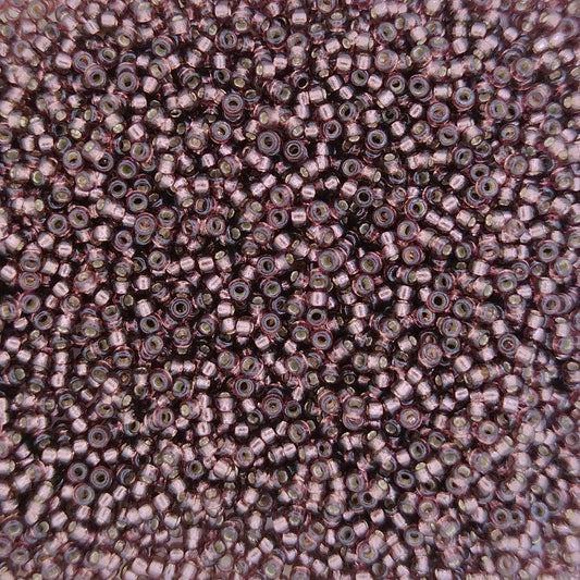 4280 - 5g Size 15/0 Miyuki seed beads in Duracoat Silver lined Plum