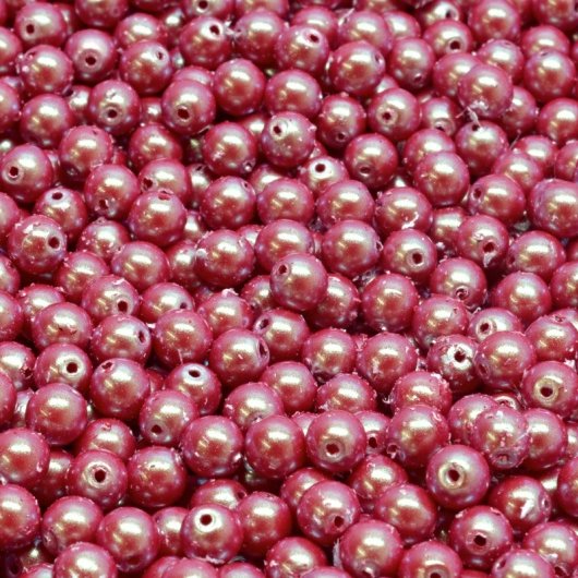 50 x 3mm round pearls in Pearlescent Red