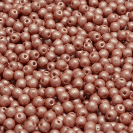 50 x 3mm round beads in Pearl Shine Mauve