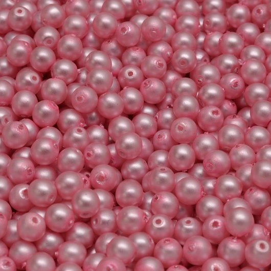 50 x 4mm round pearls in Matt Pink Pearl