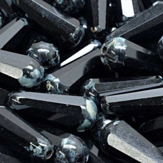 Pair of 20x9mm drops in Black Picasso