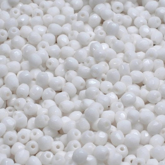 50 x 3mm faceted beads in Chalk White