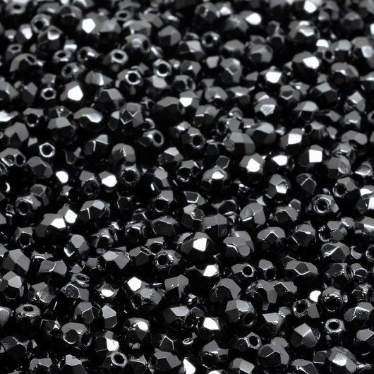 50 x 3mm faceted beads in Black