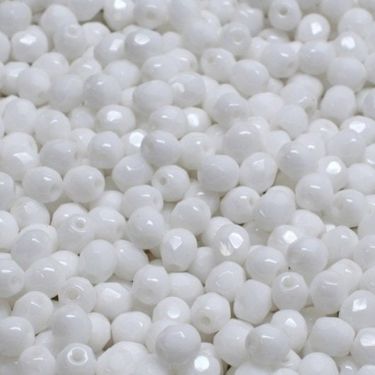 50 x 4mm faceted beads in Chalk White