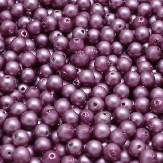 50 x 4mm round pearls in Matt Dark Lavender