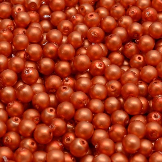 50 x 4mm round pearls in Matt Orange