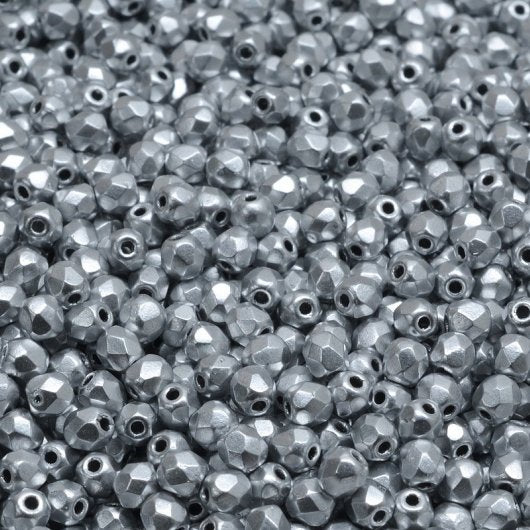 50 x 3mm faceted beads in Aluminium Silver