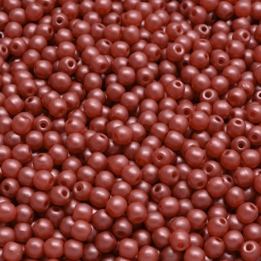 50 x 3mm round beads in Pastel Bright Red