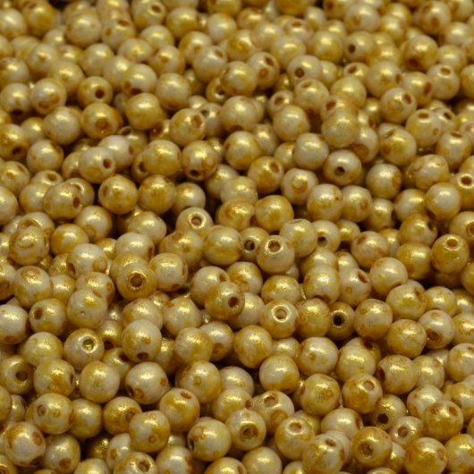 50 x 3mm round beads in Opaque Curry Picasso