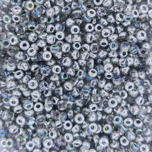 55017 - 10g Size 8/0 Miyuki seed beads in Crystal Silver Rainbow