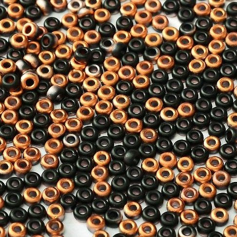 4562 - 25g Size 15/0 Miyuki seed beads in Matt Black Sunset