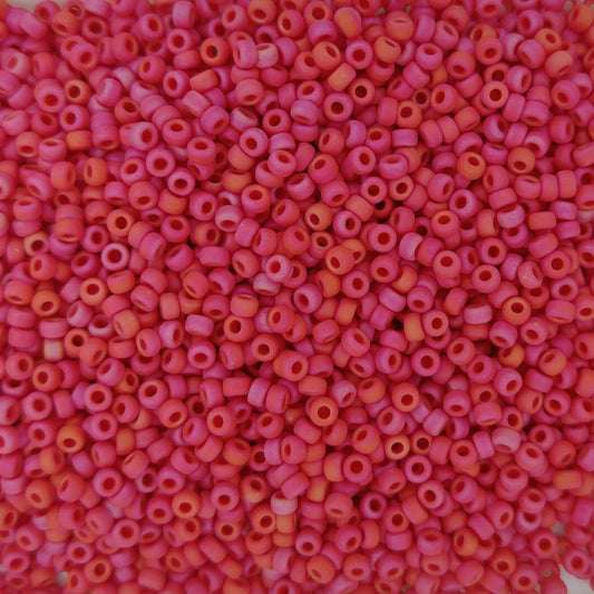 2076 - 10g Size 11/0 Miyuki seed beads in Matt Opaque Red Lustre