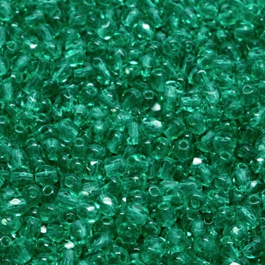 50 x 3mm faceted beads in Emerald