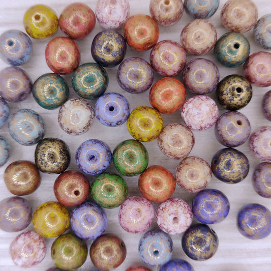 10 x 8mm round beads in Terracotta Purple mix