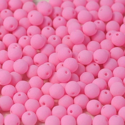 50 x 3mm round beads in Bondeli Matt Pink