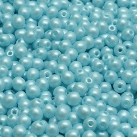50 x 4mm round beads in Powdery Pastel Turquoise