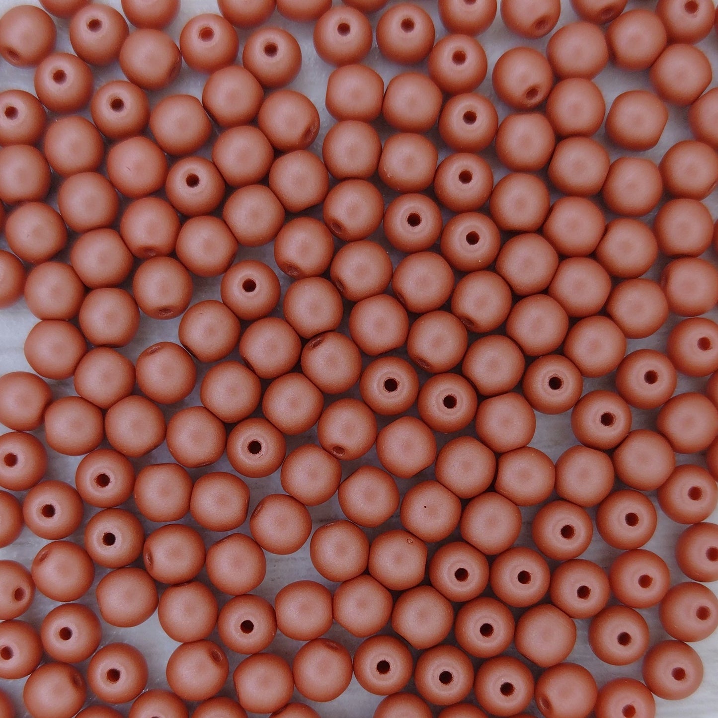 50 x 3mm round beads in Powder Coral