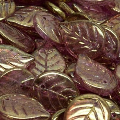 6 x Apple leaves in Crystal Vega Lustre (18x13mm)